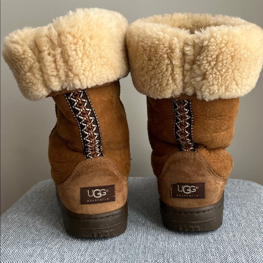 Ugg‎ Ultra Tall Braided Back 5245 New Zealand Label Sheepskin Rubber Sole Tasman